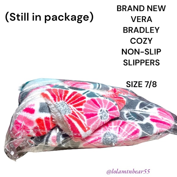 VERA BRADLEY RUBBER NON-SLIP BOTTOM COZY COLORFUL SHERPA SLIPPERS,NEW IN PACKAGE - Picture 7 of 10